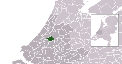 Highlighted position of Zoetermeer in a municipal map of South Holland