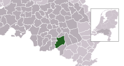 Highlighted position of Heeze-Leende in a municipal map of North Brabant