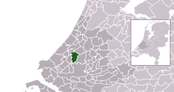 Highlighted position of Pijnacker-Nootdorp in a municipal map of South Holland