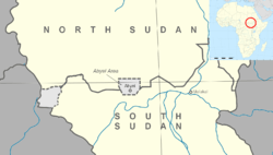 The Abyei Area is the area in grey indicated in the middle of the map.