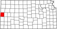 Map of Kansas highlighting Greeley County