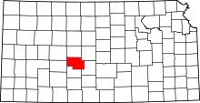 Map of Kansas highlighting Pawnee County