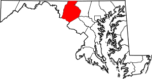 Map of Maryland highlighting Frederick County