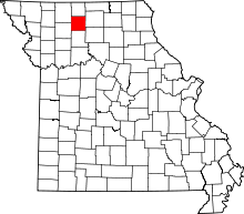 Map of Missouri highlighting Grundy County