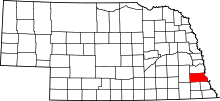 State map highlighting Otoe County