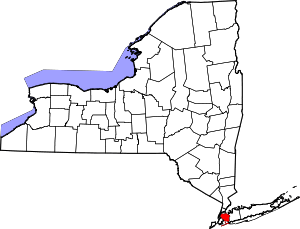 State map highlighting Queens County