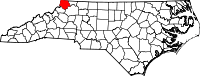 Map of North Carolina highlighting Ashe County