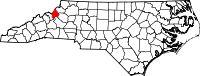 Map of North Carolina highlighting Avery County