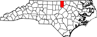 Map of North Carolina highlighting Granville County