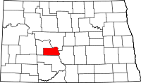 Map of North Dakota highlighting Oliver County