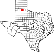 Map of Texas highlighting Briscoe County