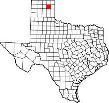 Map of Texas highlighting Roberts County