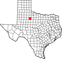 Map of Texas highlighting Stonewall County