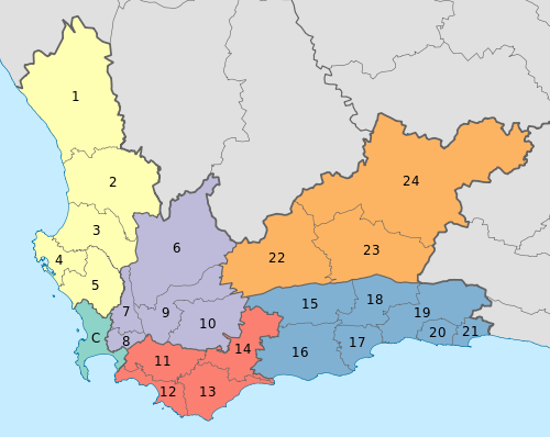 Map of the municipalities in the Western Cape