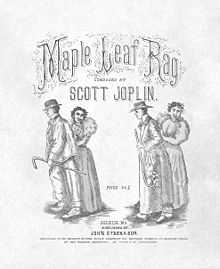 First edition cover of the Maple Leaf Rag shows a line drawing of two African-American couples dancing underneath the title Maple Leaf Rag