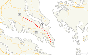 A map of St. Mary's County, Maryland showing major roads.  Maryland Route 235 runs through eastern St. Mary's County between two intersections with Maryland Route 5