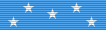 Bluebird-colored ribbon with five white stars in the form of an "M".