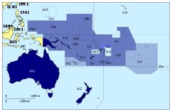 Map indicating members of the Pacific Islands Forum (potential Pacific Union).