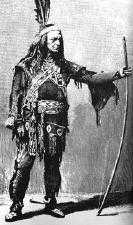 An actor dressed as Metamora, a Wampanoag man