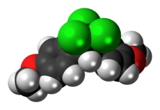 Ball-and-stick model of the methoxychlor molecule