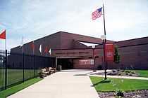 Photo of main entrance of Michigan Lutheran Seminary