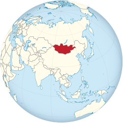 Location of  Mongolia  (red)