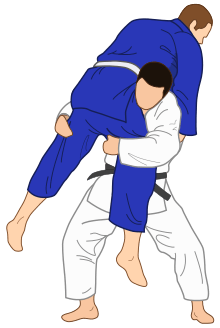 Illustration of a Morote-gari (double leg takedown) in Judo