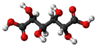 Ball-and-stick model of the mucic acid molecule