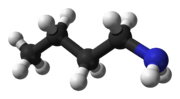 Ball-and-stick model of the N-butylamine molecule