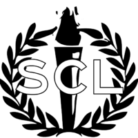 A torch surrounded by a laurel wreath with the letters SCL imposed over them