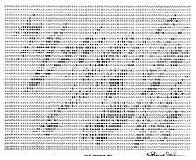 printout of artwork that looks like waves in ASCII art