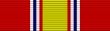 Width=44 scarlet ribbon with a central width-4 golden yellow stripe, flanked by pairs of width-1 scarlet, white, Old Glory blue, and white stripes