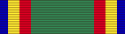 A green ribbon with blue, yellow and red stripes at both ends