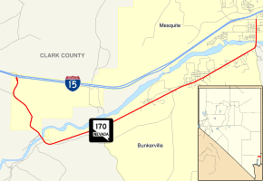 Nevada State Route 170 serves Bunkerville and Mesquite from southwest to northeast.