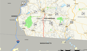 Map of New Hampshire Route 32