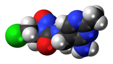 Space-filling model of the nimustine molecule