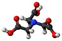 Ball-and-stick model of the nitrilotriacetic acid molecule