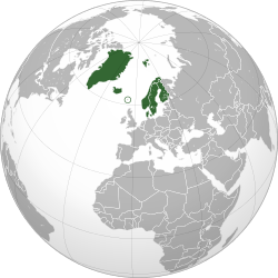 Location of  Nordic countries  (dark green)in Northern hemisphere  (dark grey)  –  [Legend]