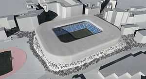 A computer-generated model of the proposed stadium
