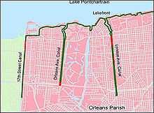 Map of New Orleans Outfall Canals