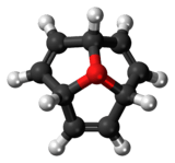 Ball-and-stick model of the oxatriquinacene cation