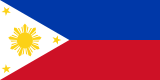 Philippine flag with a nine ray sun.