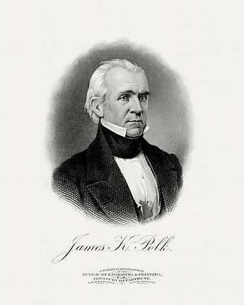 BEP engraved portrait of Polk as President.