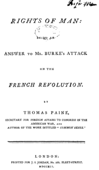 Title page from the Rights of Man