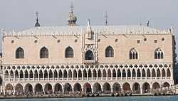 Photograph of the Palazzo Ducale in Venice, seen from the sea