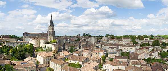A panoramic view of the town of St Emilion, France.