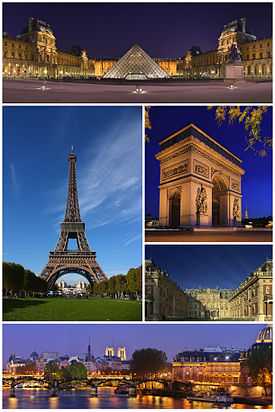 Paris montage. Clicking on an image in the picture causes the browser to load the appropriate article.