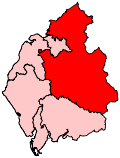 A large constituency, comprising the north and east of the county, and almost entirely surrounding a smaller constituency in the north.