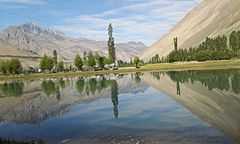 A photograph of Phander Valley showing the Phander Lake in August 2014