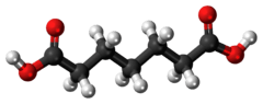 Ball-and-stick model of the pimelic acid molecule